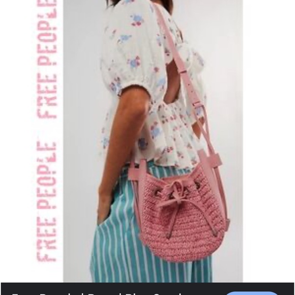 FREE PEOPLE CROSSBODY CABANA BAG IN VINTAGE PINK W/SOFT LEATHER DETAILS NWOT - Picture 4 of 8
